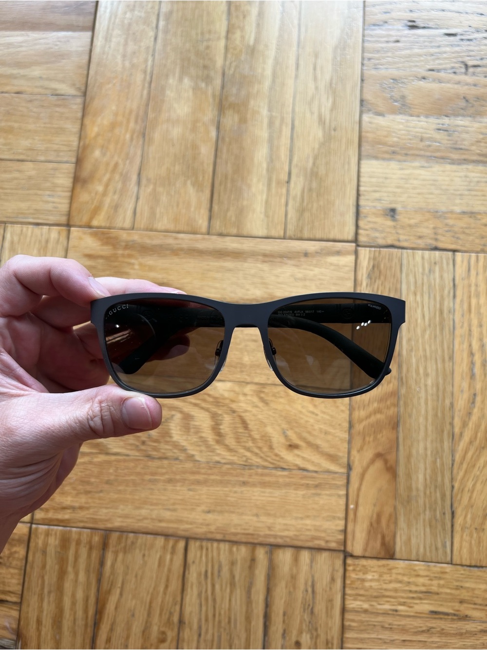 Gucci Black Square Sunglasses with slight gradient Lenses